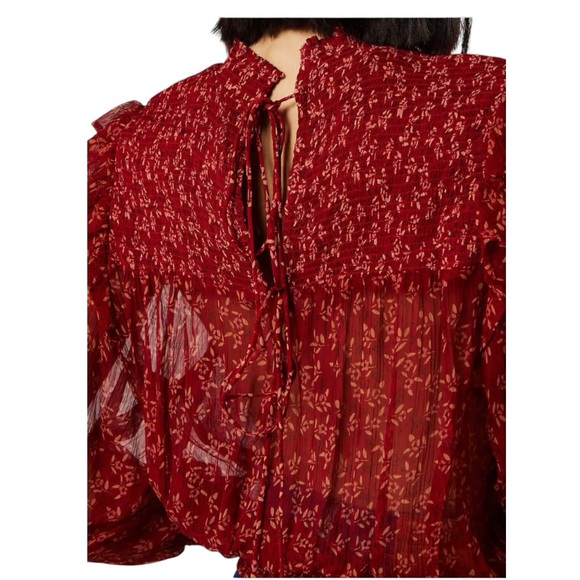 Free People Roma Blouse in Berry Combo - Size Large - Picture 5 of 11
